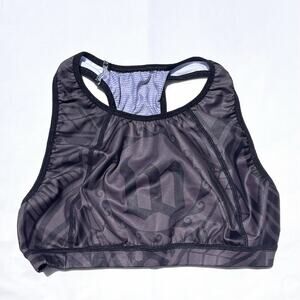 Wattie Ink Tri Cycling Sports Bra Womens XL Gray Black Tribal